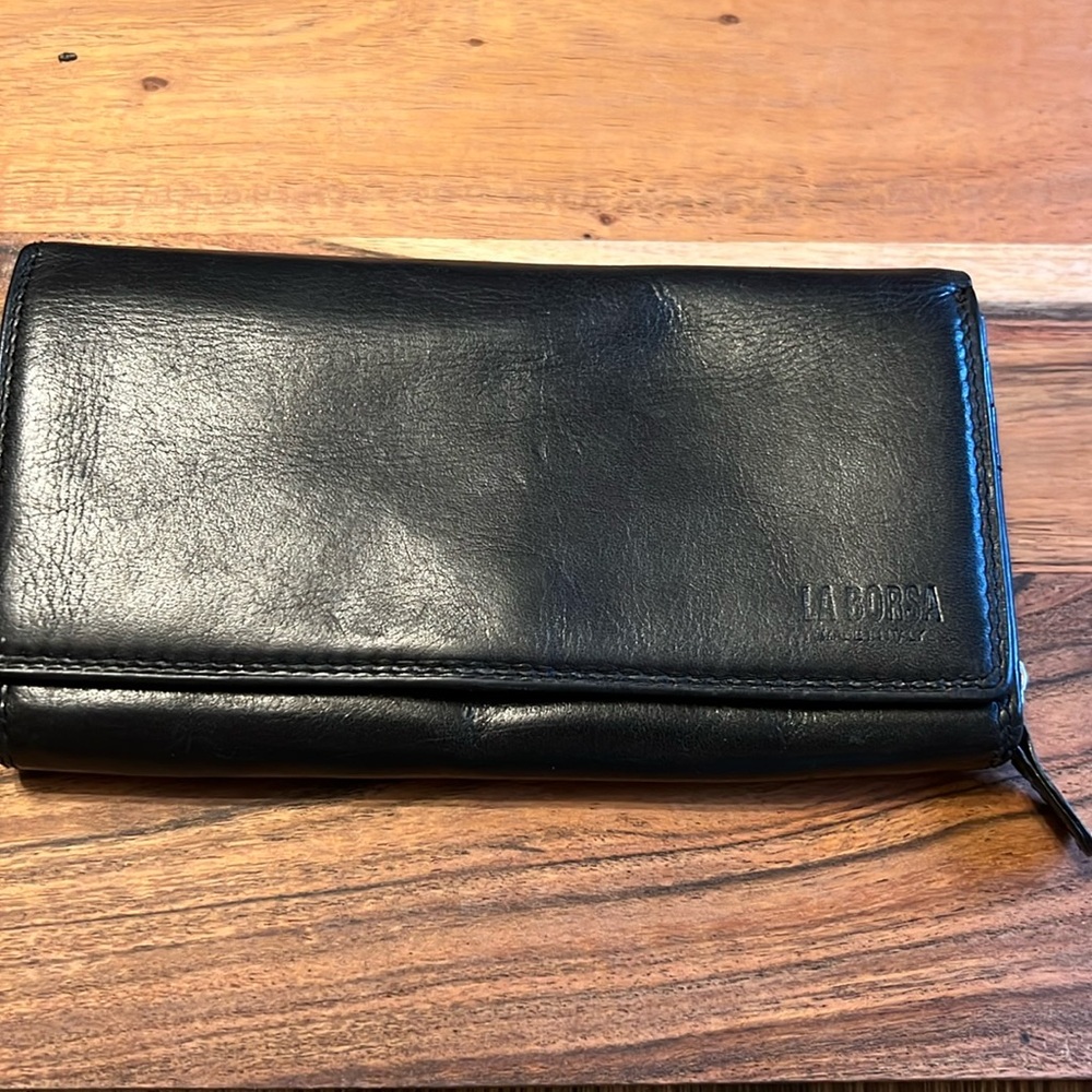 La Borsa clutch wallet made in Italy black leather